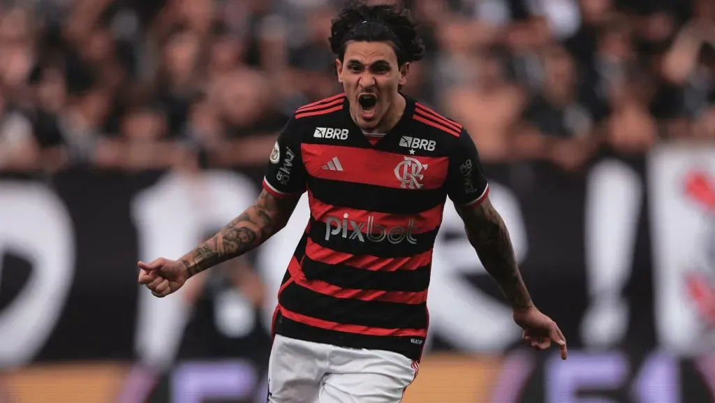 Pedro comemora gol com o Flamengo Foto: Ettore Chiereguini/AGIF