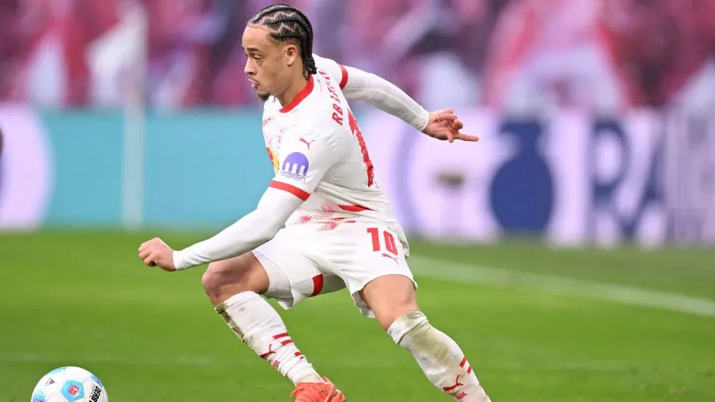 Xavi Simons em jogo do RB Leipzig. Foto: Stuart Franklin/Getty Images