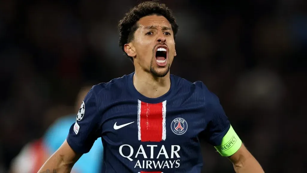 Marquinhos, ligado ao Corinthians, em campo pelo PSG (Photo by Richard Heathcote/Getty Images)