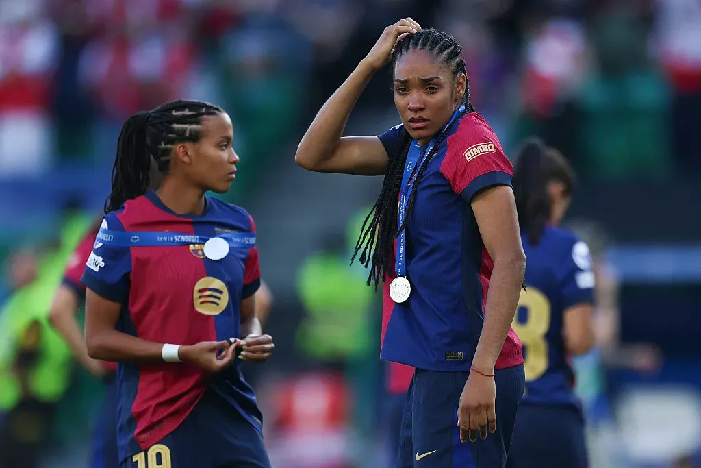Salma Paralluelo, atacante do Barcelona, após a final da Women's Champions League (Photo by Maja Hitij/Getty Images)