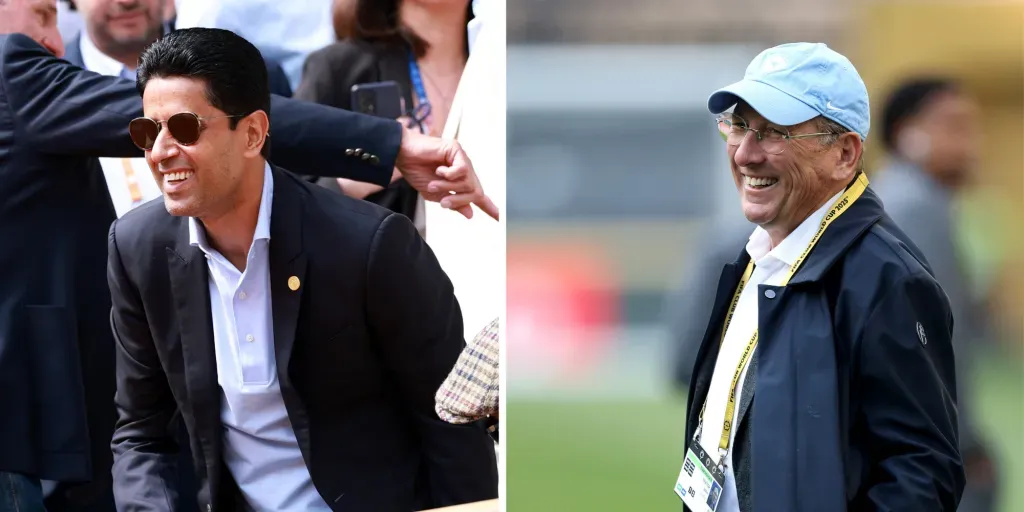 Nasser Al-Khelaifi, presidente do PSG e John Textor, dono do Botafogo (Photo by Buda Mendes/Getty Images)