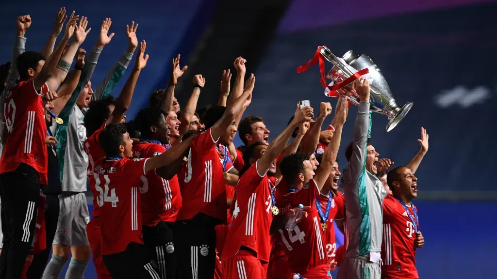 Jogadores do Bayern de Munique comemorando o título da Champions 19-20 (Photo by David Ramos/Getty Images)
