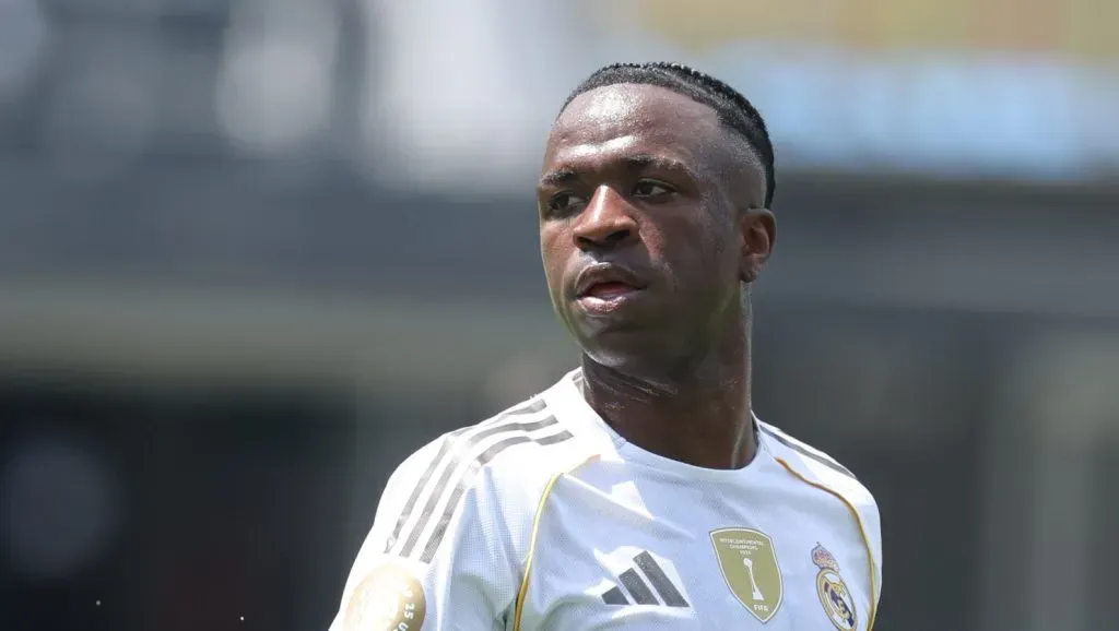 Vinicius Júnior em partida do Real Madrid. (Photo by Richard Pelham/Getty Images)