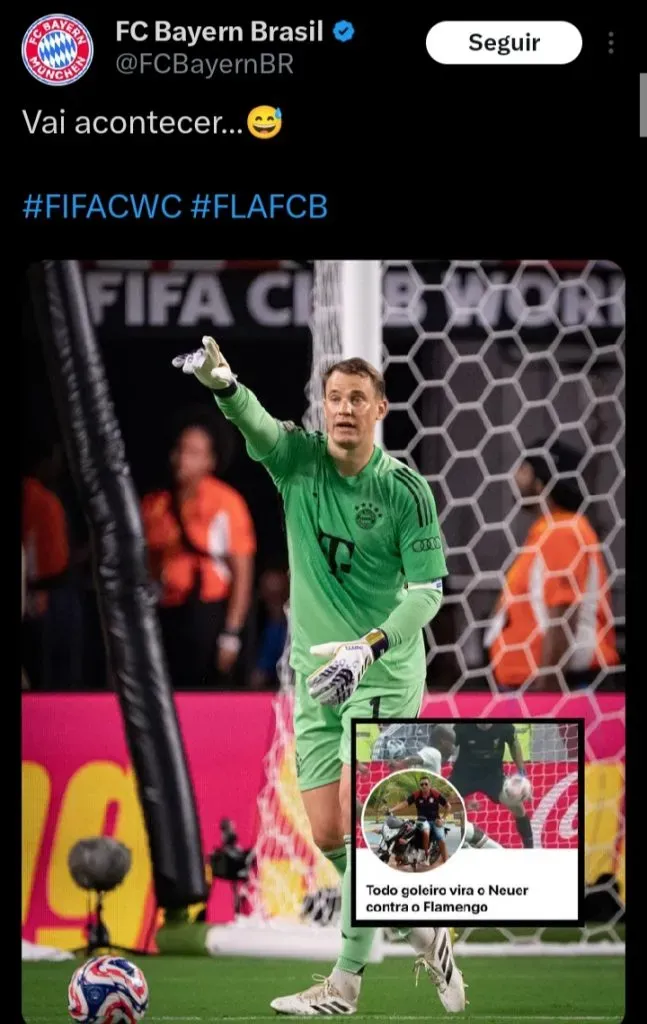 Perfil do Bayern no Twitter