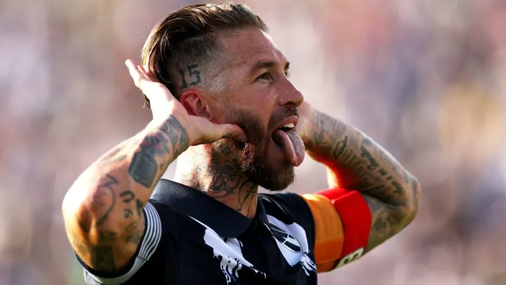 Sergio Ramos comemorando gol diante da Inter de Milão. Foto: Stu Forster/Getty Images