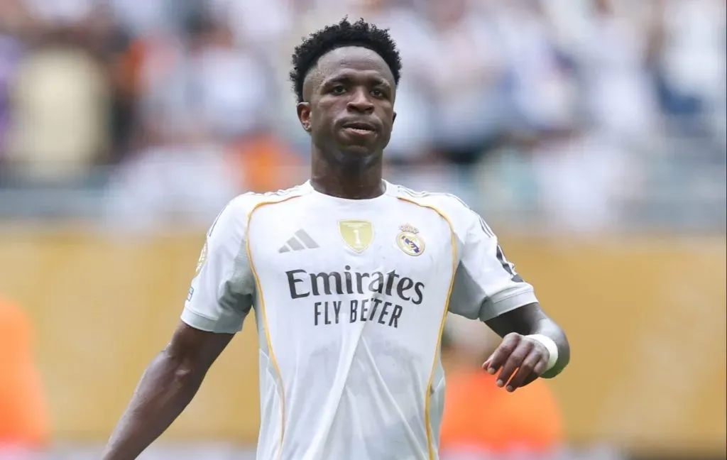 Real Madrid ainda não sabe quando vai assinar a renovação com Vini Jr e ela está paralisada nos bastidores (Photo by Megan Briggs/Getty Images)