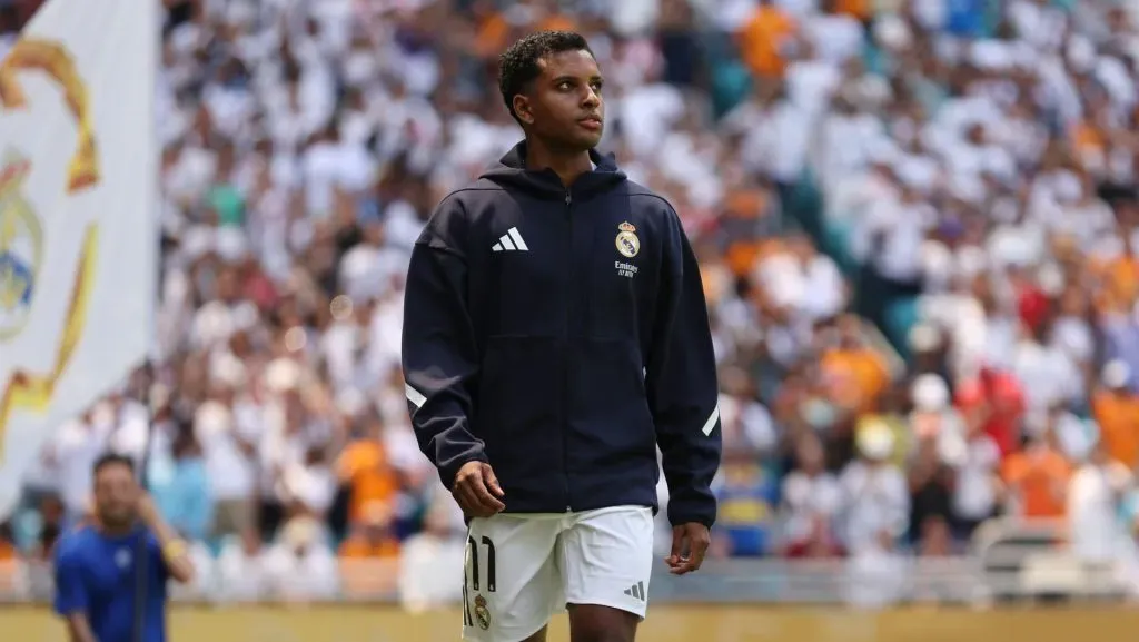 Rodrygo vive um momento de indefinição no Real Madrid, com Liverpool e Arsenal interessados na contratação. (Photo by Megan Briggs/Getty Images)