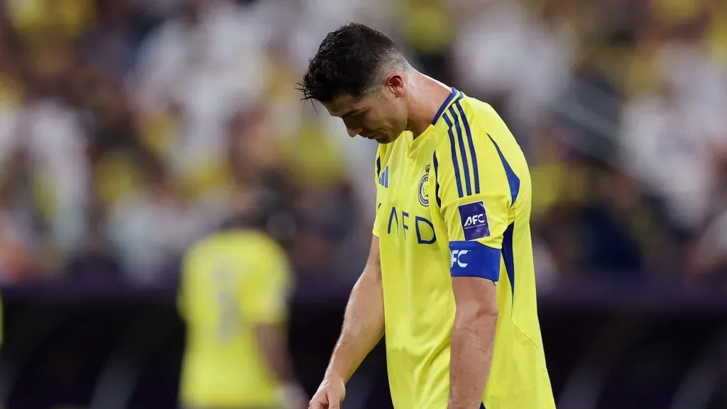 Cristiano Ronaldo, do Al Nassr, reage durante a semifinal da AFC Champions League Elite entre Al Nassr e Kawasaki Frontale, no King Abdullah Sports City Hall Stadium, em 30 de abril de 2025, em Jidá, Arábia Saudita. (Foto de Yasser Bakhsh/Getty Images)