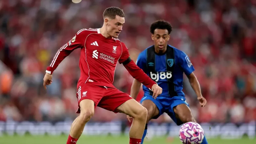 Florian Wirtz foi titular do Liverpool contra o Bournemouth, na estreia da Premier League. Foto: Michael Steele/Getty Images)