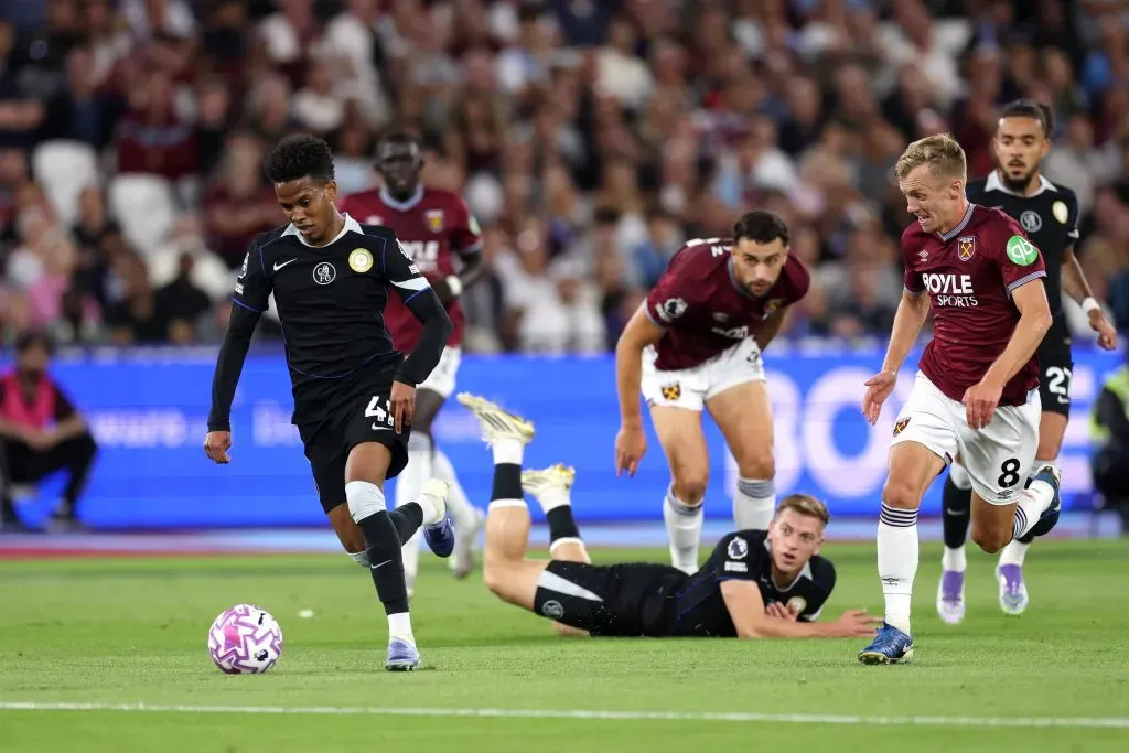 Estêvão em West Ham X Chelsea. (Photo by Julian Finney/Getty Images)