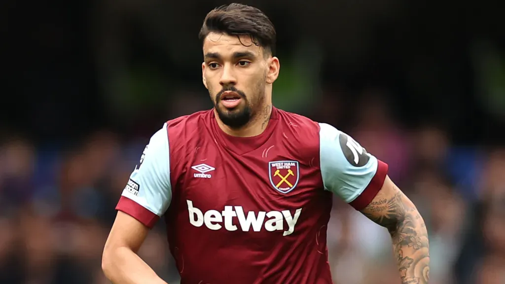 Lucas Paquetá, alvo do Tottenham, em campo com o West Ham. Foto: Ryan Pierse/Getty Images