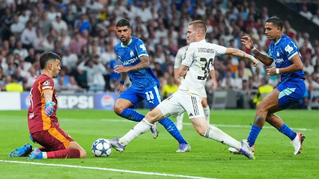 Franco Mastantuono foi um dos destaques da partida. Foto: Angel Martinez/Getty Images