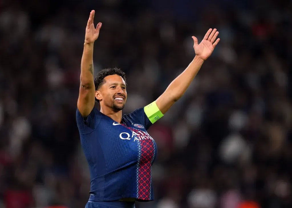 Marquinhos comemorando gol pelo PSG. Foto: Franco Arland/Getty Images
