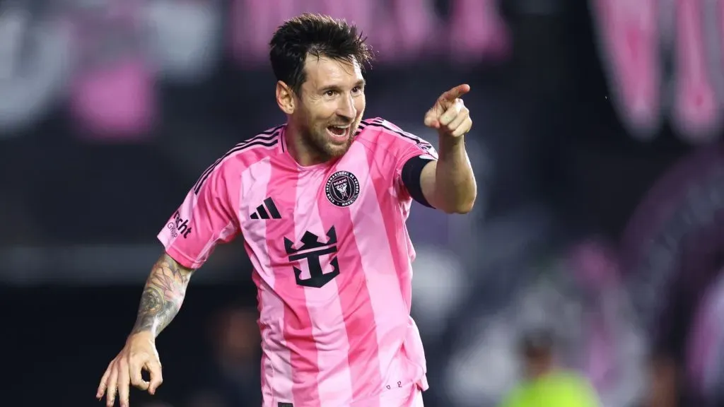 Messi comemora gol pelo Inter Miami (foto: Megan Briggs/Getty Imagens)
