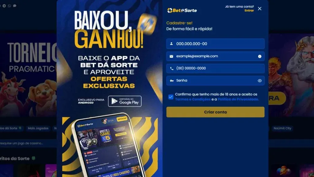 Bet da Sorte cadastro