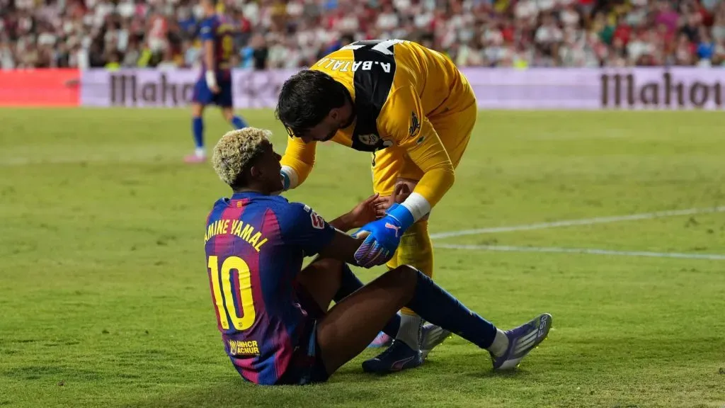 Yamal durante jogo contra o Rayo Vallecano, pela LaLiga (Foto: Angel Martinez/Getty Images)
