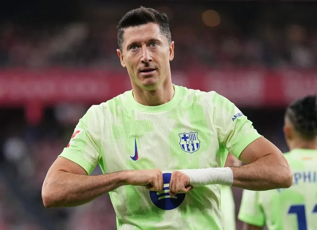 Lewandowski está com 37 anos e Barcelona pensa em substituto. Foto: Juan Manuel Serrano Arce/Getty Images