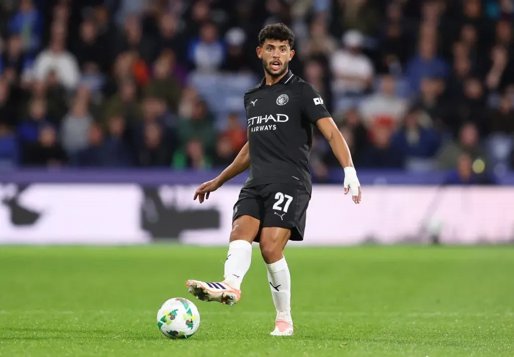 Matheus Nunes em ação pelo Manchester City. (Photo by Matt McNulty/Getty Images)