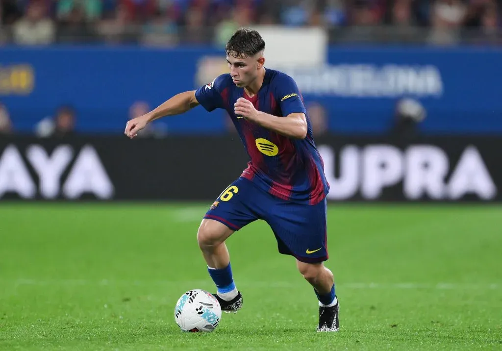 Fermín López em campo com o Barcelona (Photo by David Ramos/Getty Images)