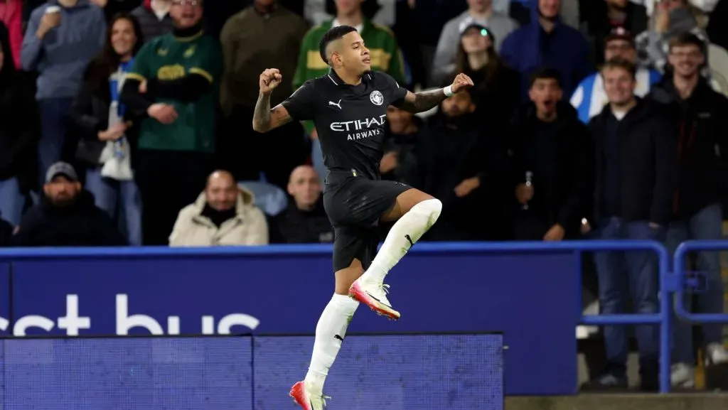 Savinho comemora o gol durante partida da Carabao Cup. Foto: Matt McNulty/Getty Images