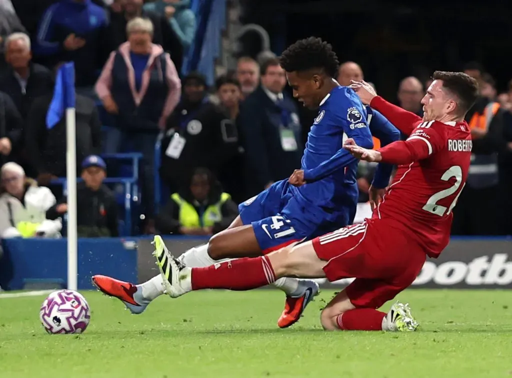 Estêvão em Chelsea X Liverpool. (Photo by Michael Steele/Getty Images)