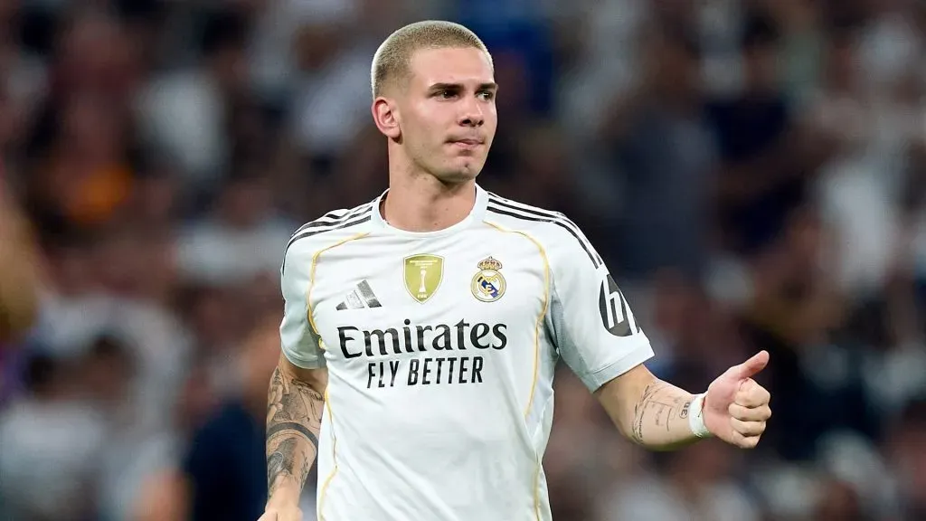 Mastantuono jogando pelo Real Madrid. Foto: Angel Martinez/Getty Images