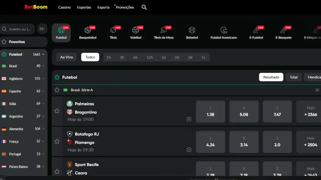 Plataforma tem mercados completos para as suas bets (Reprodução)
