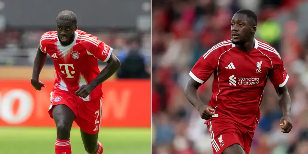 Upamecano, do Bayern de Munique (Foto: Dylan Buell/Getty Images) e Ibrahima Konaté, defensor do Liverpool (Foto: Carl Recine/Getty Images). Dupla esteve na mira da diretoria do Real Madrid, e segundo os portais TEAMtalk e E-Noticies, Konaté estaria incomodado com o fato do clube espanhol ter colocado Upamecano como uma ‘prioridade’.
