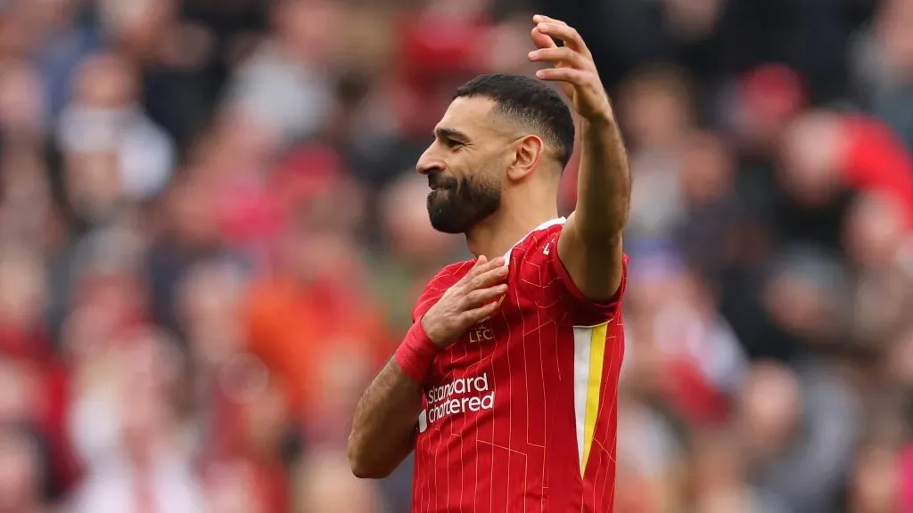 Mohamed Salah em jogo do Liverpool. Foto: Carl Recine/Getty Images