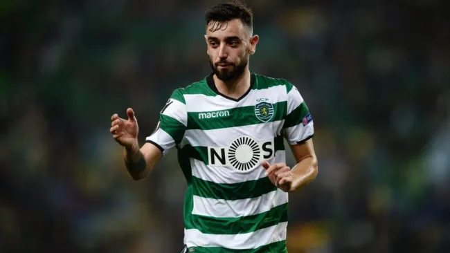 Bruno Fernandes pelo Sporting durante partida da Liga Europa em 2018. Foto: Octavio Passos/Getty Images
