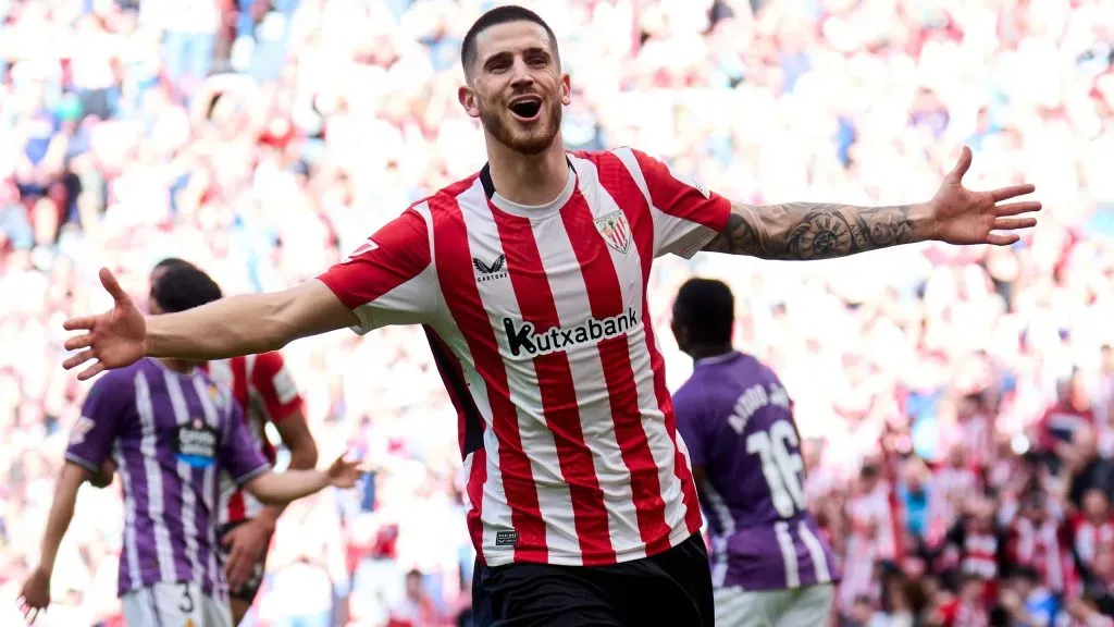 Oihan Sancet comemorando gol do Athletic Club. Jogador está na mira do Manchester United. Foto: Juan Manuel Serrano Arce/Getty Images