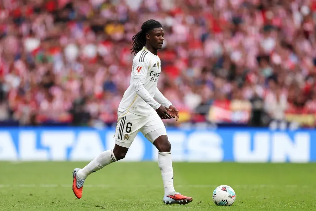 Camavinga, alvo do Manchester United, em ação pelo Real Madrid. Foto: Florencia Tan Jun/Getty Images