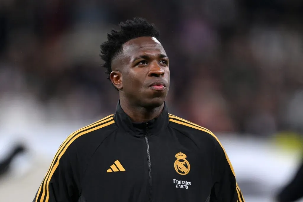 Vinicius Jr vê o PSG com grandes olhos. Foto: David Ramos/Getty Images