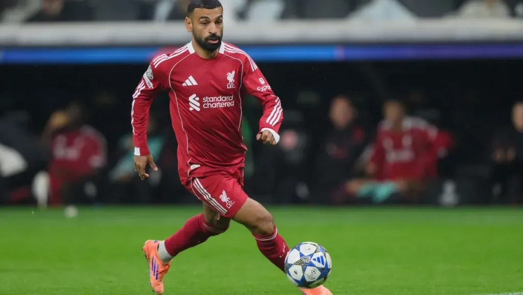 Mohamed Salah em ação durante partida da Liga dos Campeões. Foto: Christian Kaspar-Bartke/Getty Images