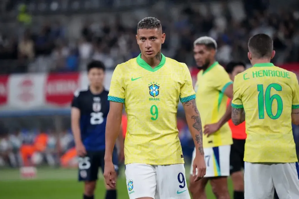 Richarlison durante amistoso. Koji Watanabe/Getty Images.
