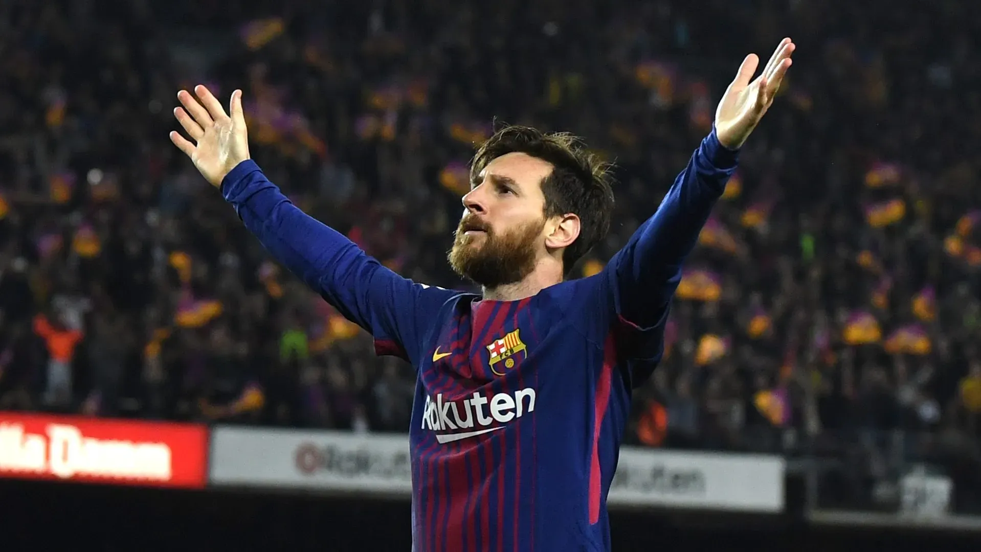 Lionel Messi, do Barcelona, comemora após marcar o segundo gol de sua equipe na partida da La Liga entre Barcelona e Real Madrid, no Camp Nou, em 6 de maio de 2018, em Barcelona, Espanha. (Foto: David Ramos/Getty Images)