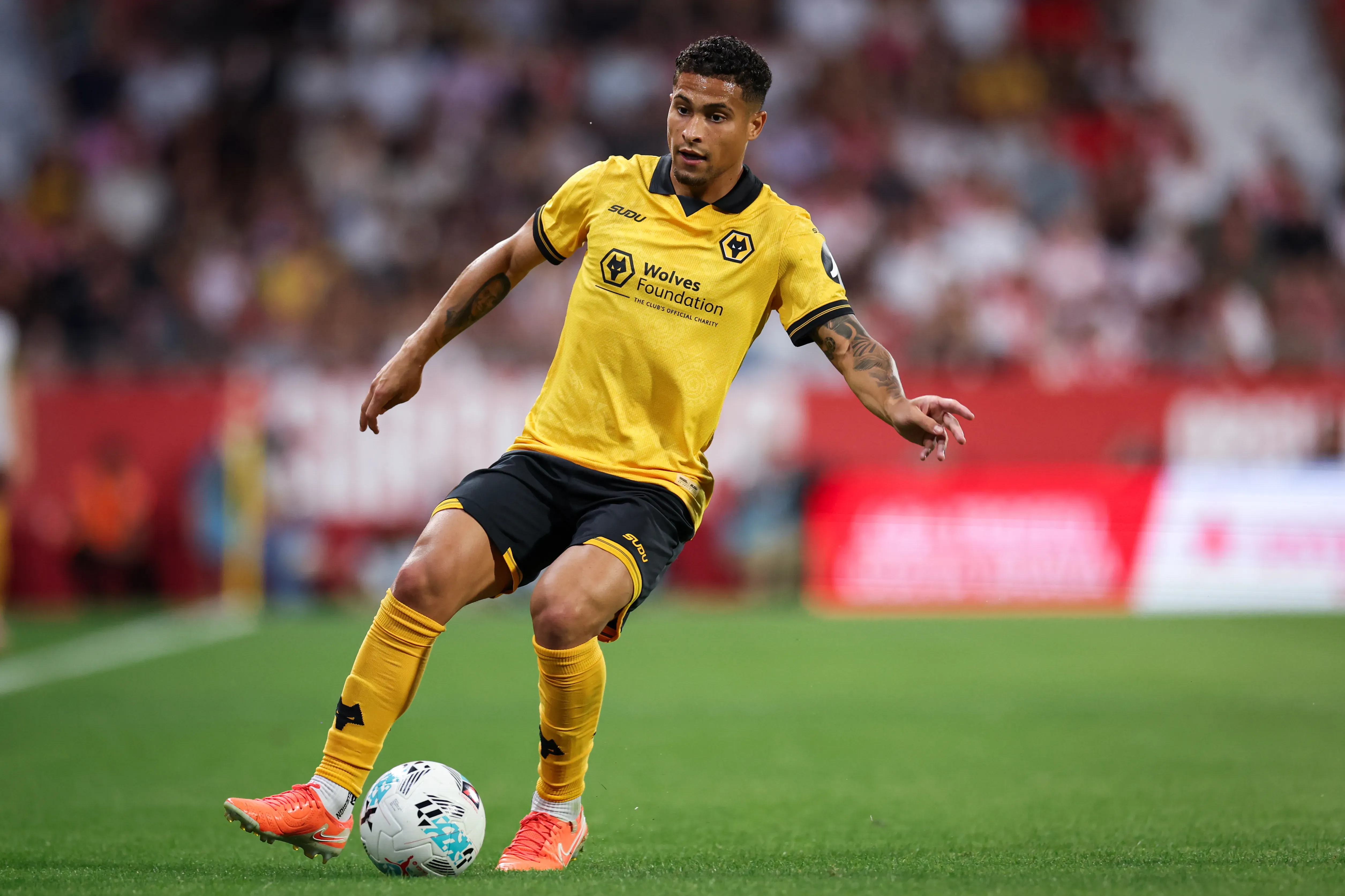João Gomes em ação pelo Wolverhampton. (Foto: Judit Cartiel/Getty Images)