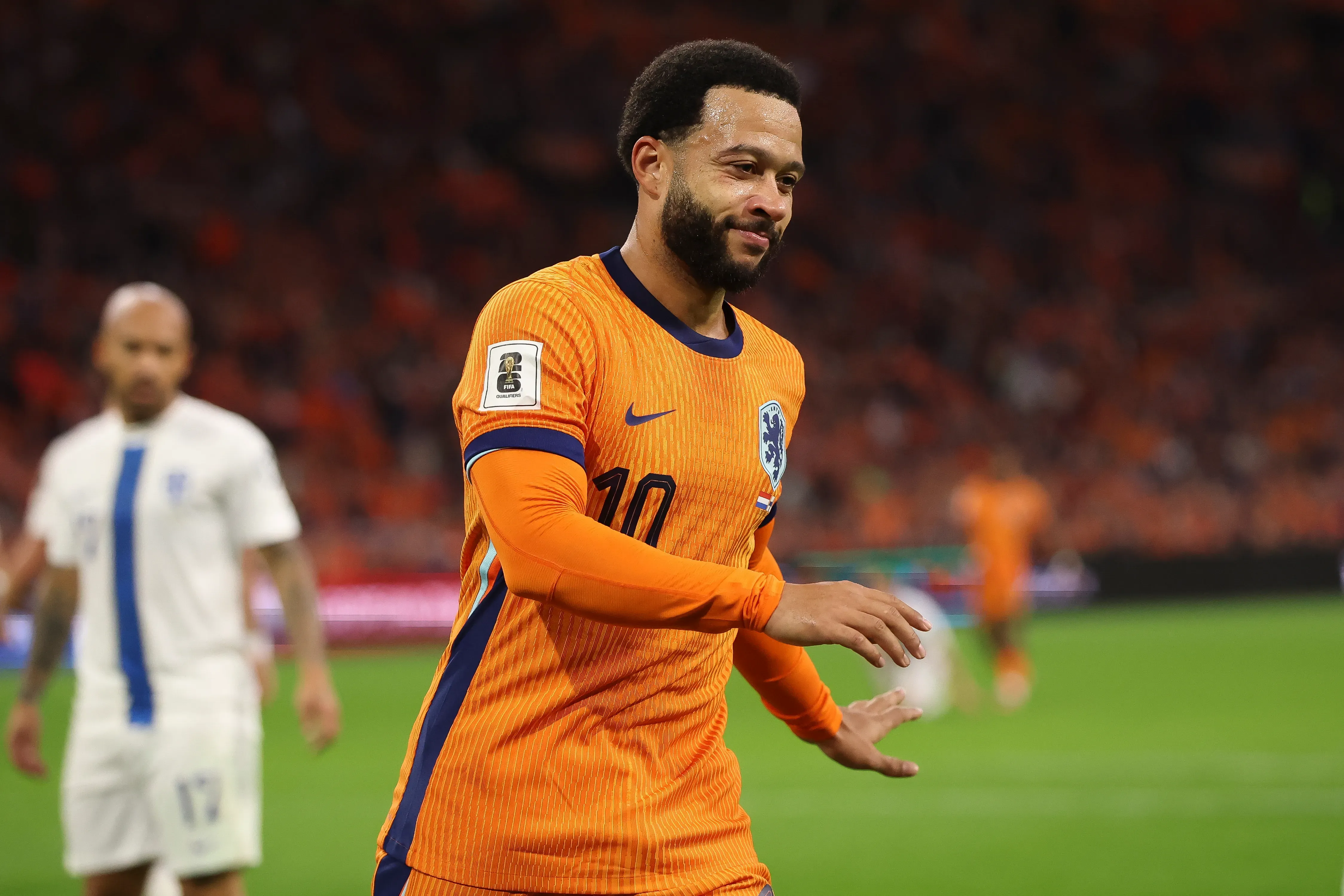 Memphis Depay em ação pela Seleção Holandesa. (Photo by Dean Mouhtaropoulos/Getty Images)