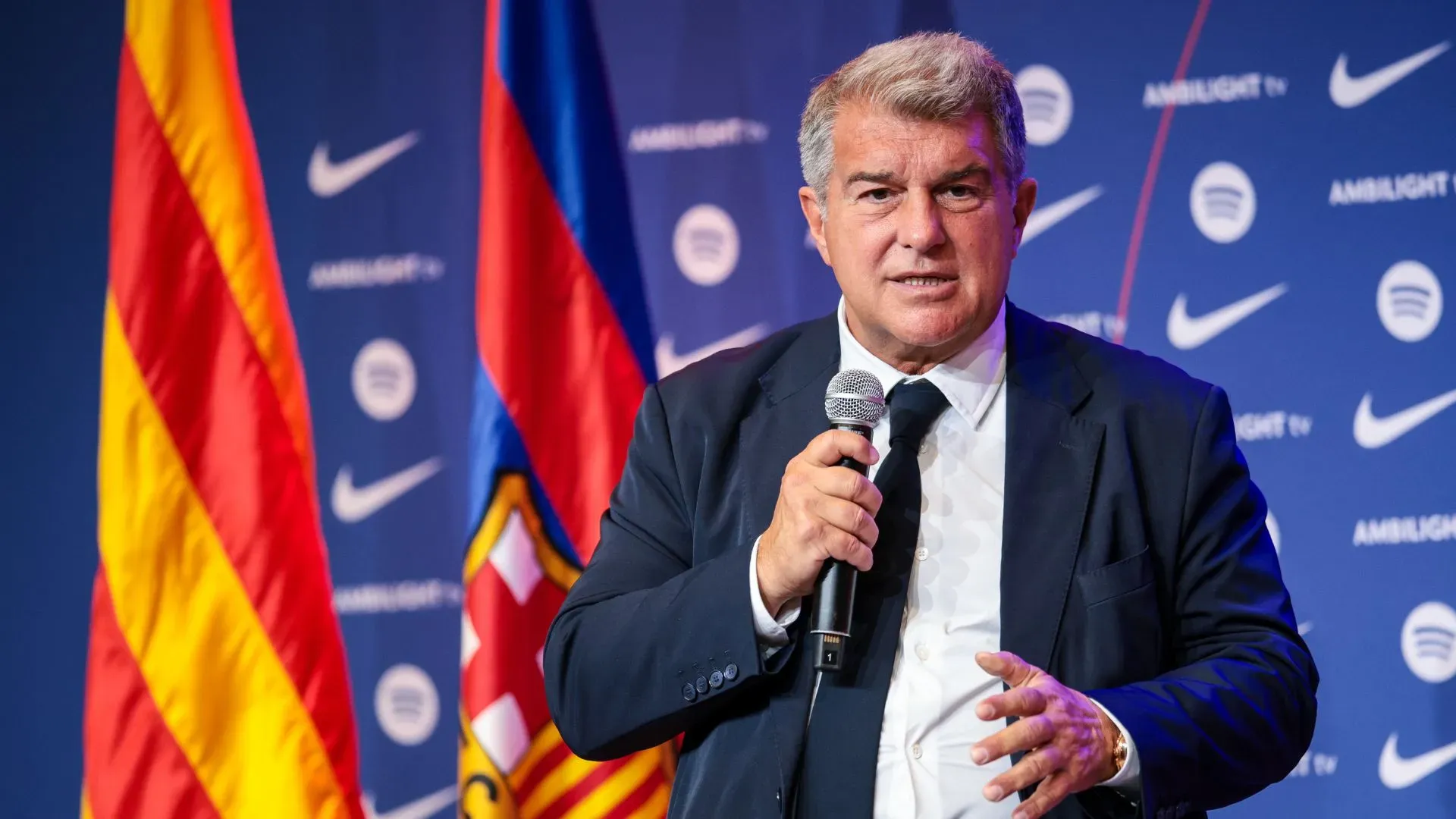 Joan Laporta, presidente do Barcelona. Foto: Eric Alonso/Getty Images.