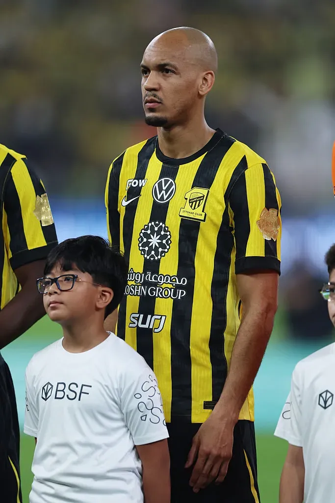 Fabinho, volante do Al-Ittihad, da Arábia Saudita, mas se tornou alvo do Palmeiras, segundo o portal Nosso Palestra (Foto: Yasser Bakhsh/Getty Images)