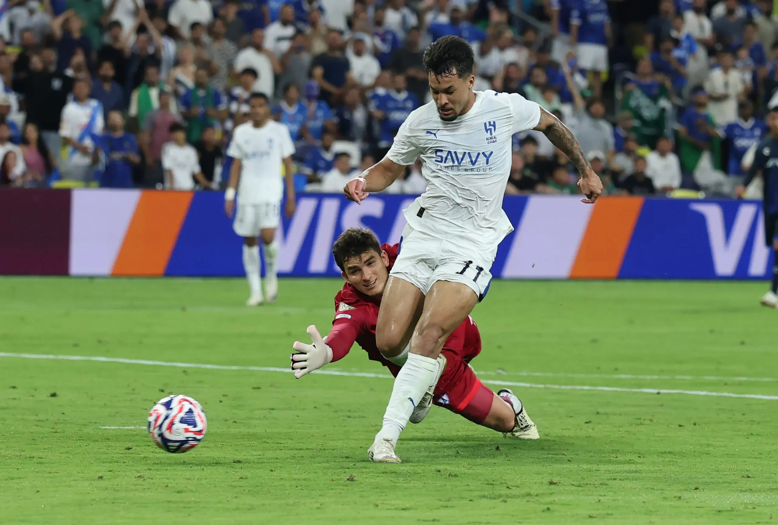 Marcos Leonardo fazendo um gol pelo Al-Hilal. Foto: Richard Pelham/Getty Images