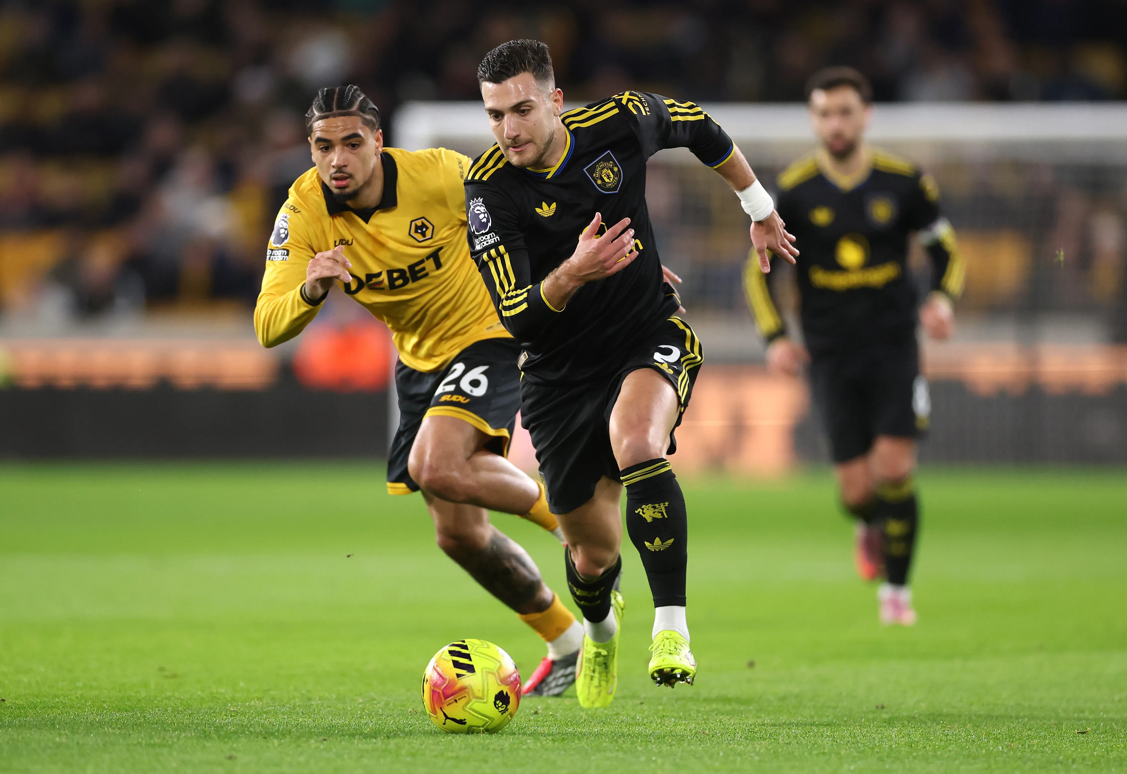 Dalot em jogo do Manchester United. Foto: Alex Pantling/Getty Images