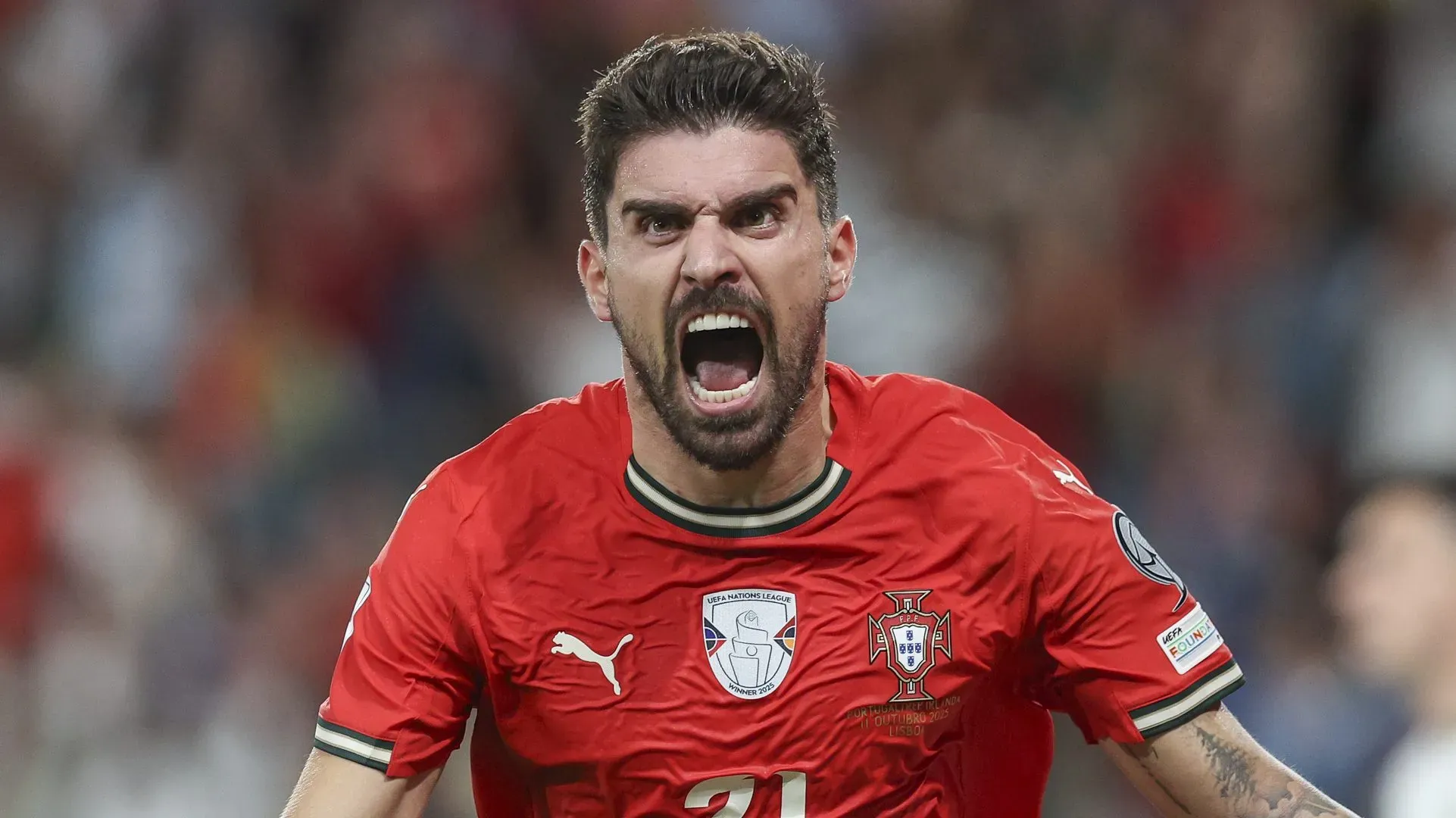 Rúben Neves, do Al-Hilal, foi descartado pelo Real Madrid. Na foto ele comemora gol por Portugal.