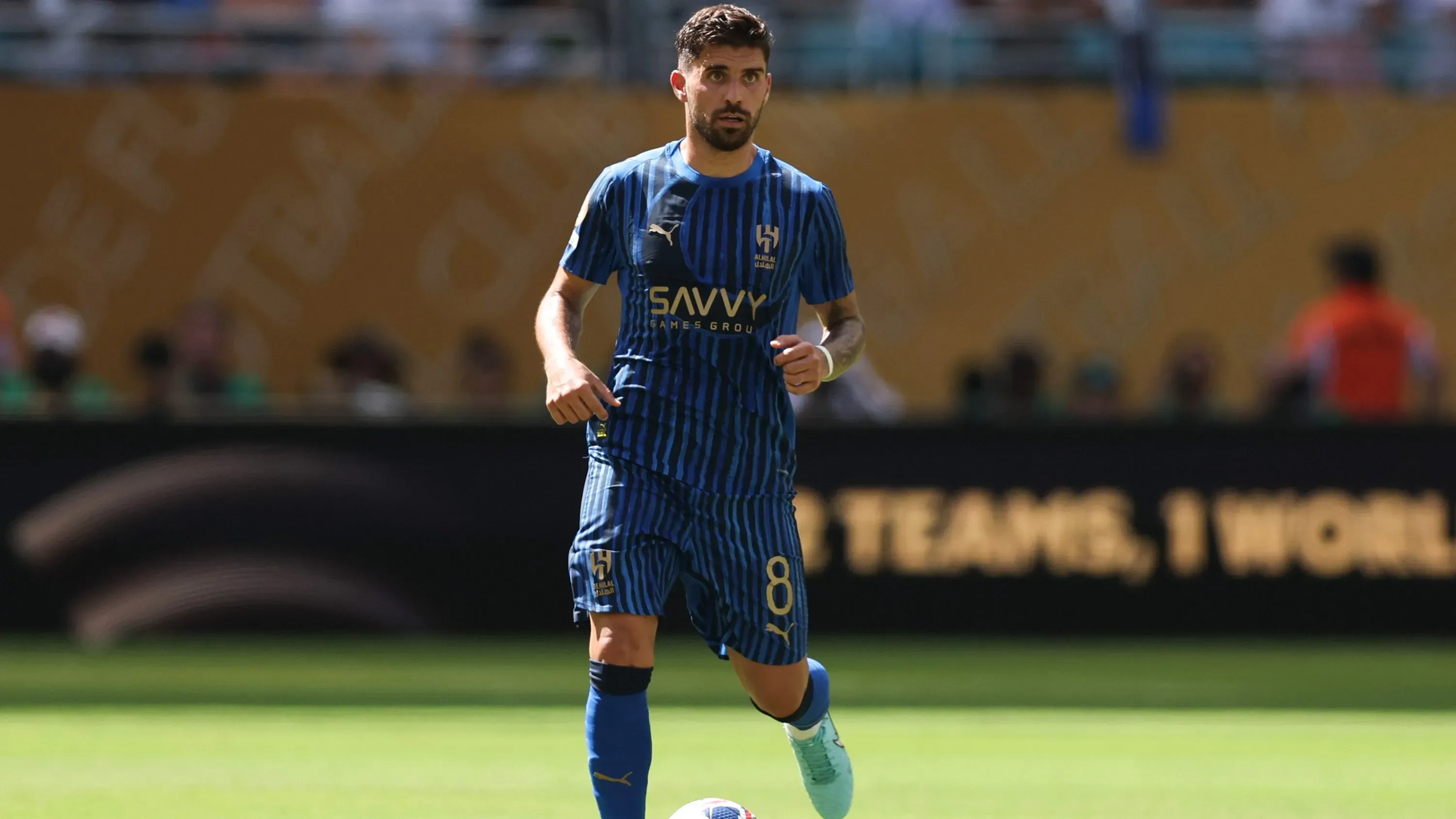 Ruben Neves em jogo contra o Real Madrid no Mundial de Clubes. Foto: Megan Briggs/Getty Images