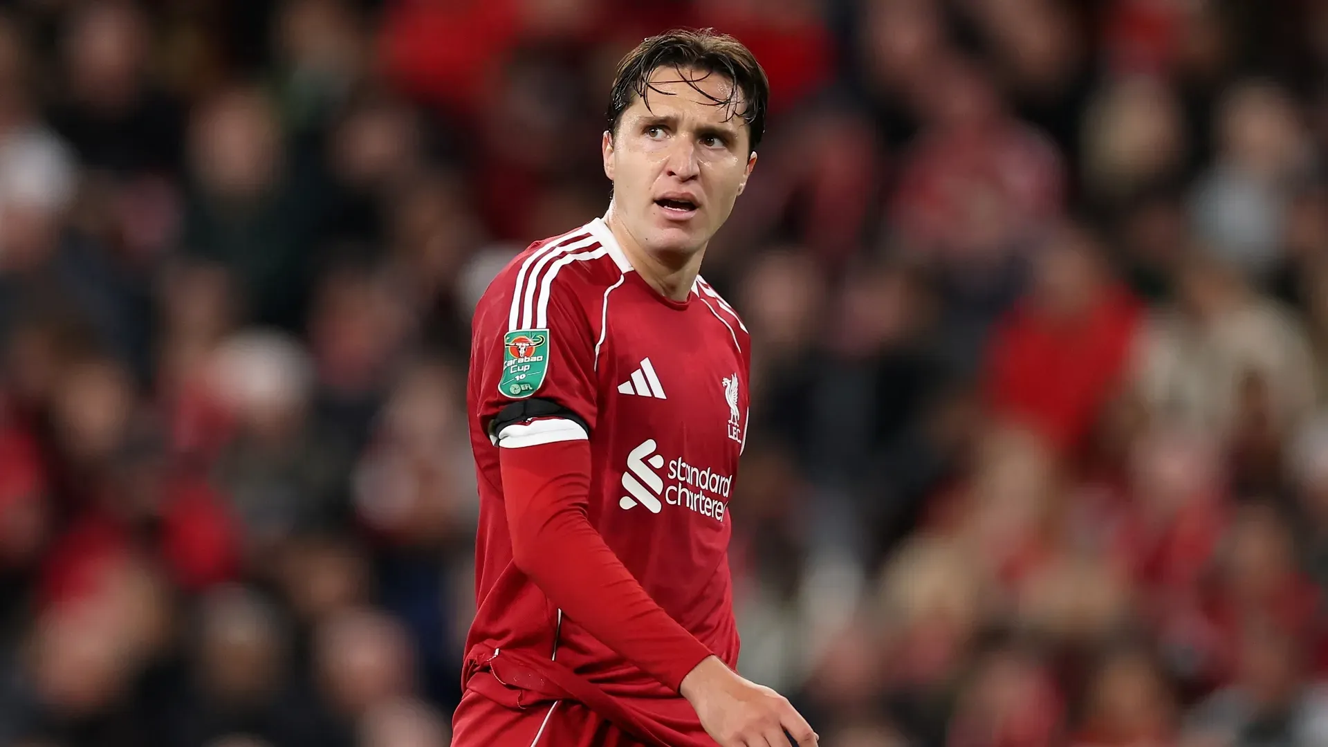 Chiesa jogando pelo Liverpool. Jogador está na mira da Juventus. Foto: Jan Kruger/Getty Images