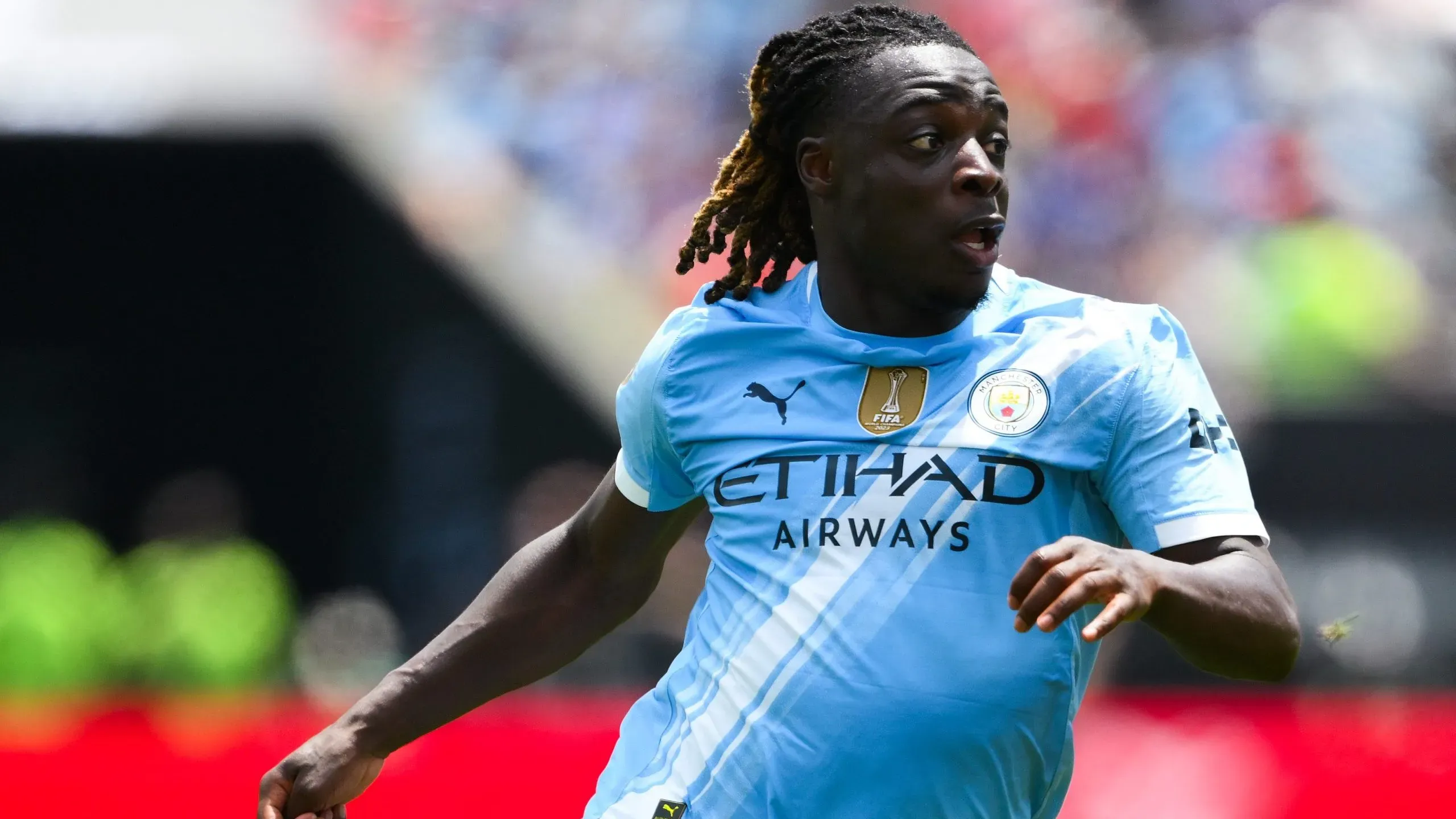 Jeremy Doku, autor do segundo gol do Manchester City. Foto: David Ramos/Getty Images