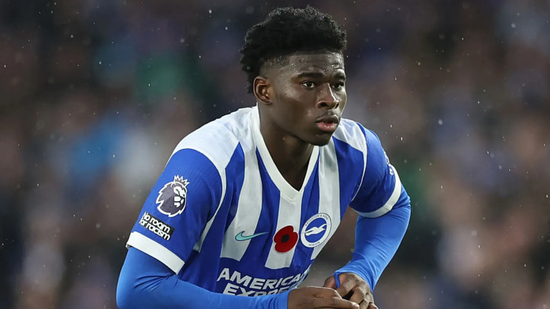 Carlos Baleba em jogo do Brighton. Jogador é alvo do Liverpool. Foto: Richard Pelham/Getty Images.