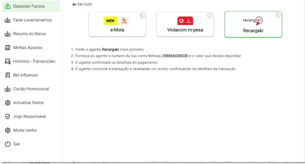 Depositar dinheiro na betway