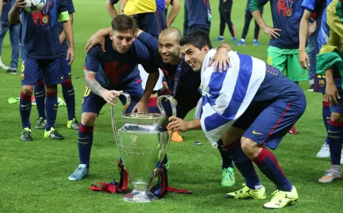 Messi, Mascherano e Suárez conquistaram a Champions League em 2015. Foto: Imago