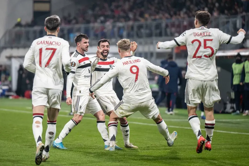 Hojlund celebra o golo da vitória ante o Plzen. Foto: Imago